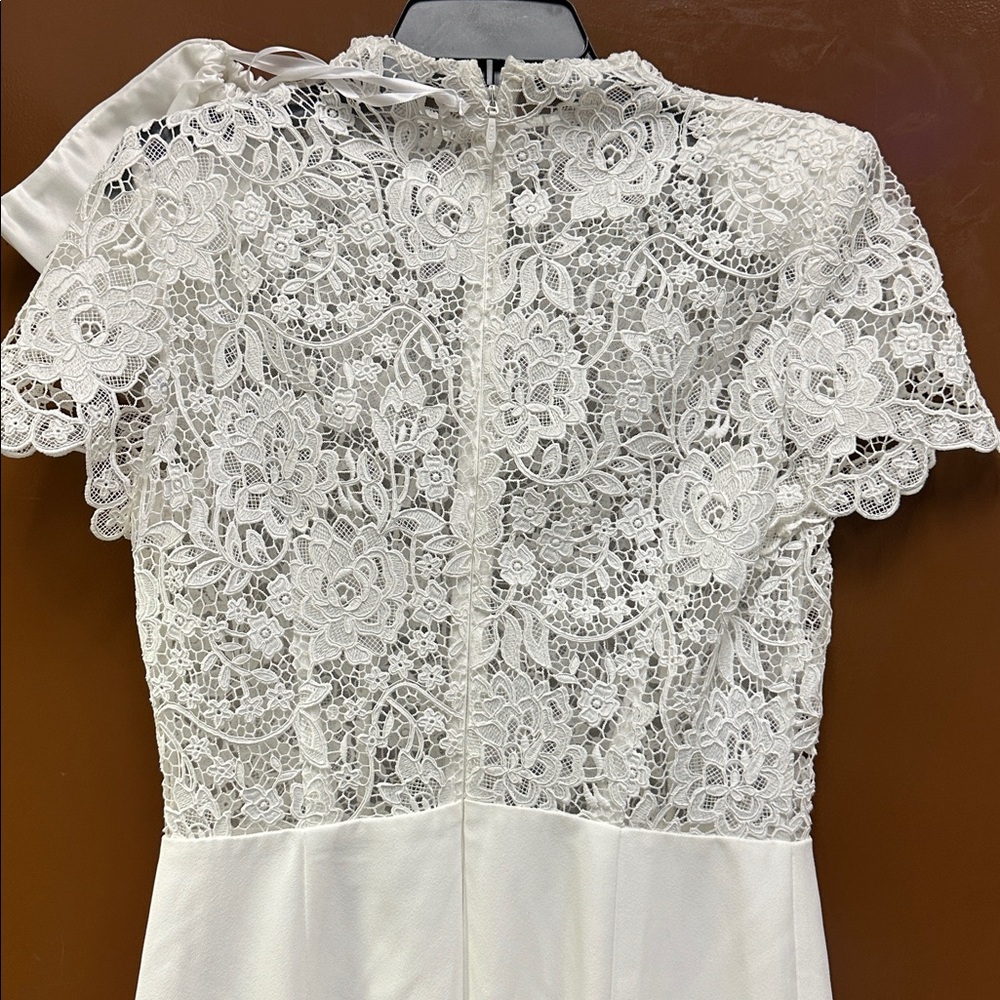 NADINE MERABI White Hottie Lace Flare Jumpsuit Size 8 - Picture 4 of 10